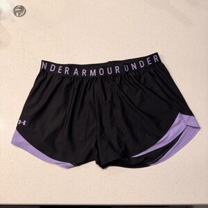 Under Armour Play Up 3.0 Shorts Black & Purple XL NWT Heat Gear Golf Pickleball